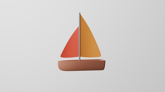 Premium photo minimalism sailboat yacht emoji dinghy symbol on white background d render