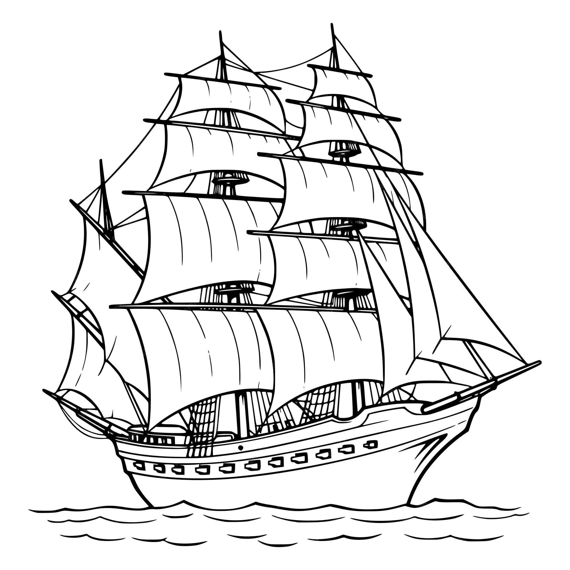 Premium vector sailboat coloring page for kids