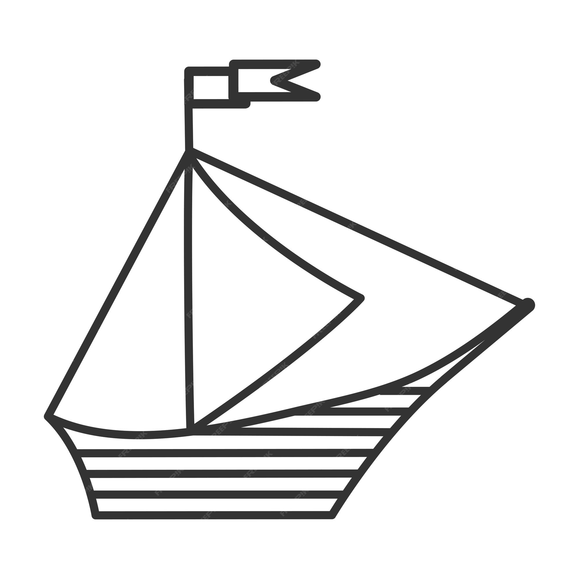 Premium vector ship outline icon coloring book page for children boat vector illustration isolated on white background