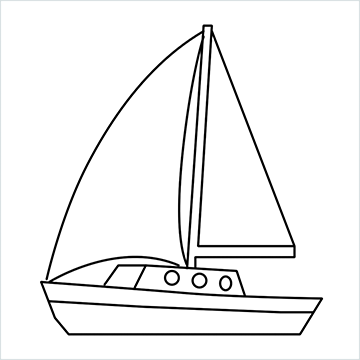 How to draw sailboat step by step