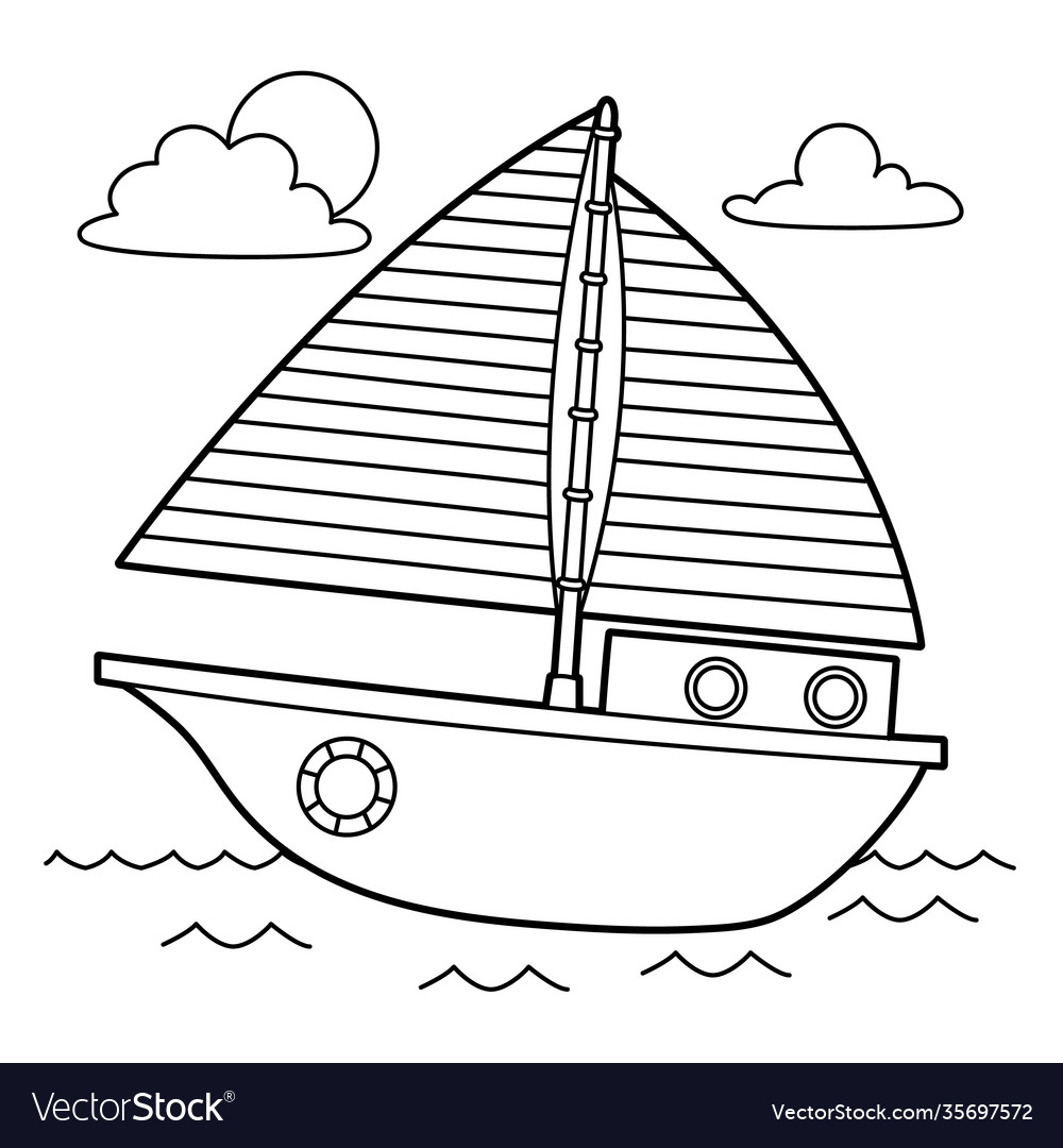 Sailboat coloring page royalty free vector image