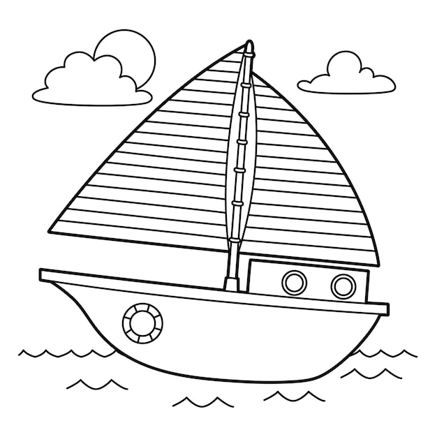 Premium vector sailboat coloring page