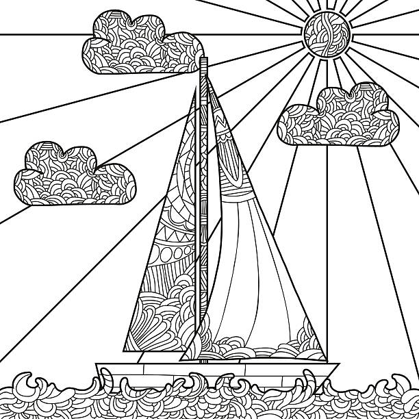 Sailboat coloring book stock illustrations royalty