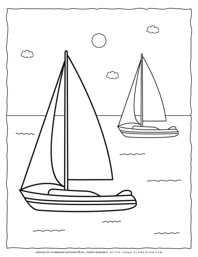 Water transport coloring page oceanview printable summer activity for kids