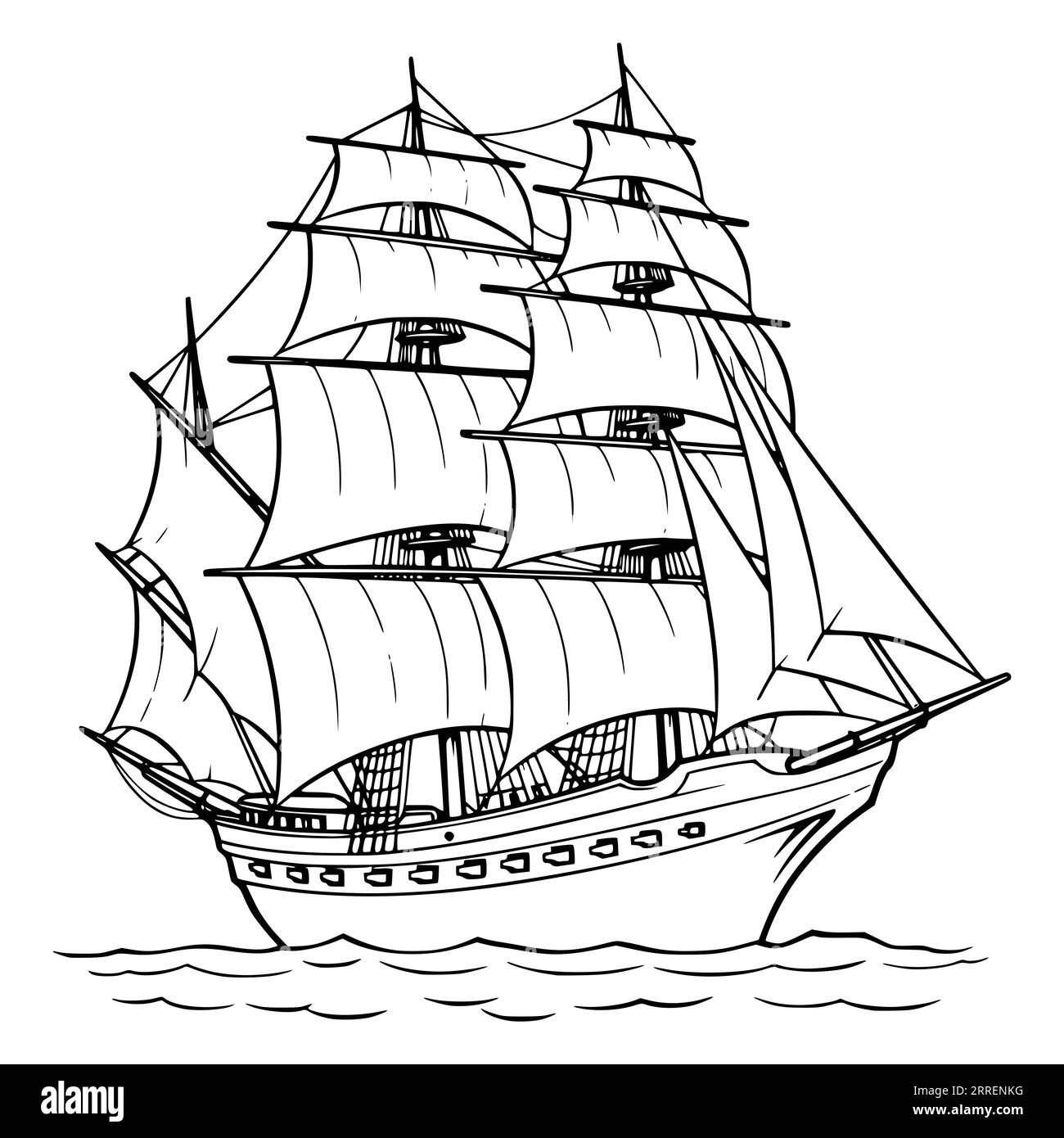 Sailboat coloring page for kids stock vector image art