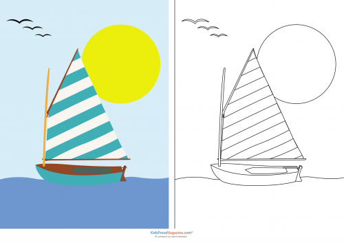 Match up coloring pages â sail boat