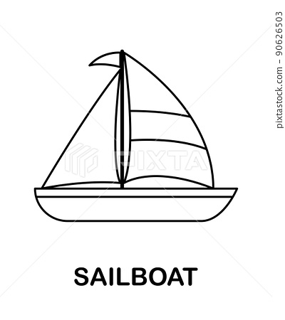 Coloring page with sailboat for kids