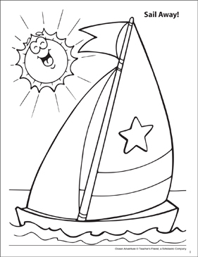 Sail away ocean adventure coloring page printable coloring pages