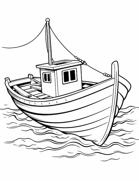 Premium vector sailboat coloring page black and white vector illustration