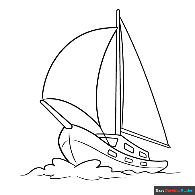 Sailboat coloring page easy drawing guides