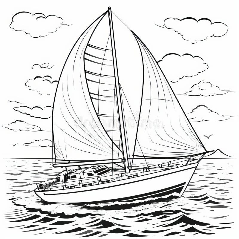 Sail boat coloring page stock illustrations â sail boat coloring page stock illustrations vectors clipart