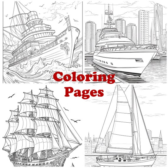 Ships and boats coloring pages ships and boats coloring sheets ships boats coloring book yachts instant download