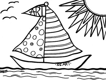 Sailboat coloring sheet by koolkats art bin tpt