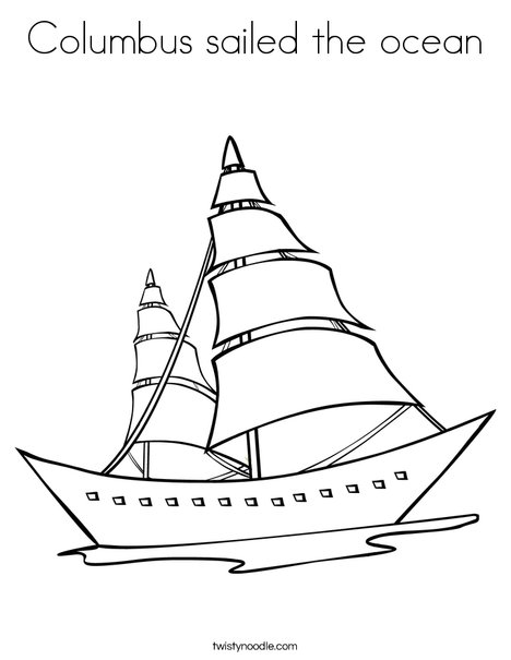 Columbus sailed the ocean coloring page