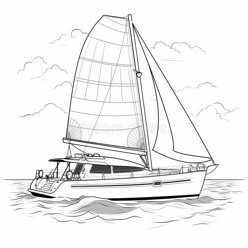 Sail boat coloring page stock illustrations â sail boat coloring page stock illustrations vectors clipart