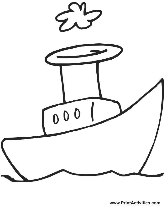 Boat coloring page very cartoonish steamboat