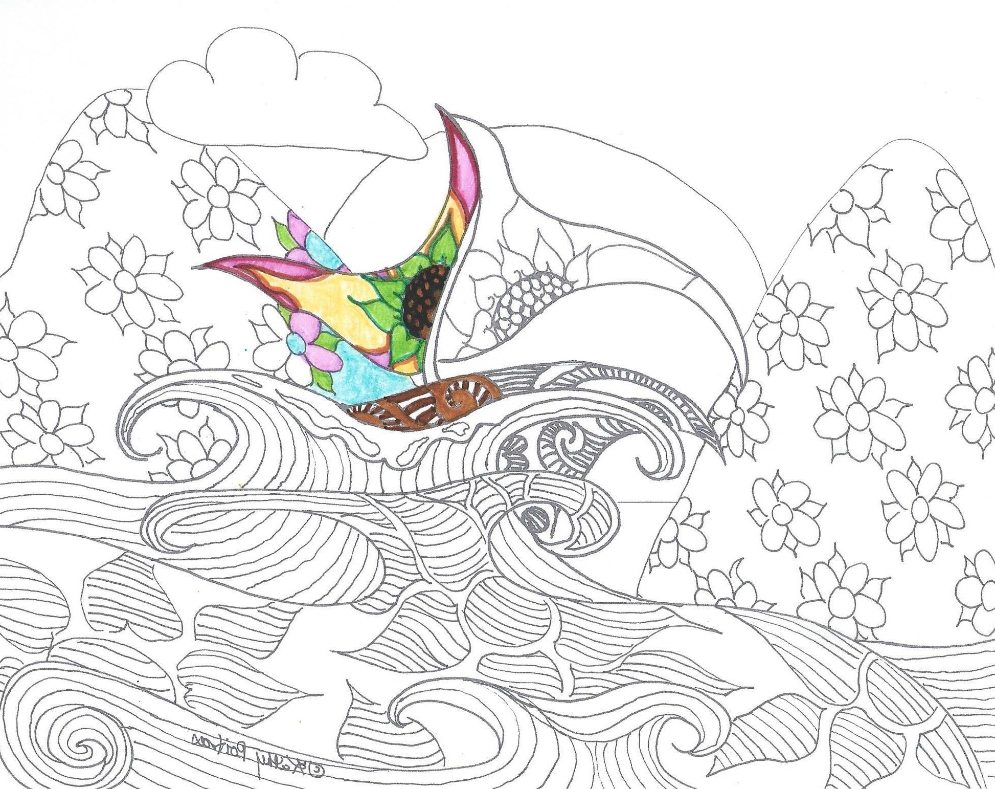 Color your own fantasy sail boat on stormy waters xl x inch gre â poitras art studio