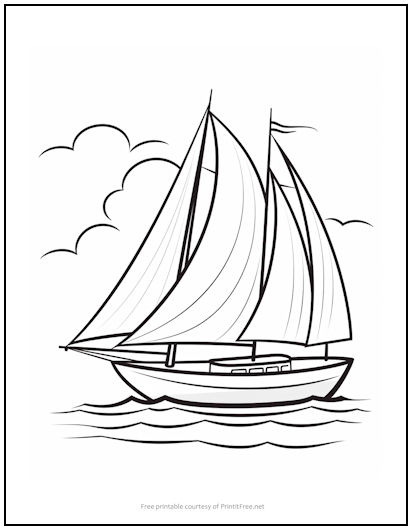 Sailboat at sea coloring page print it free