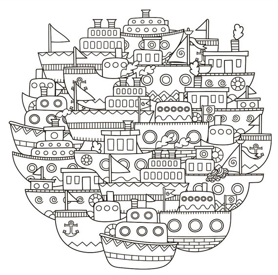 Coloring pages boats tug boat sail boat