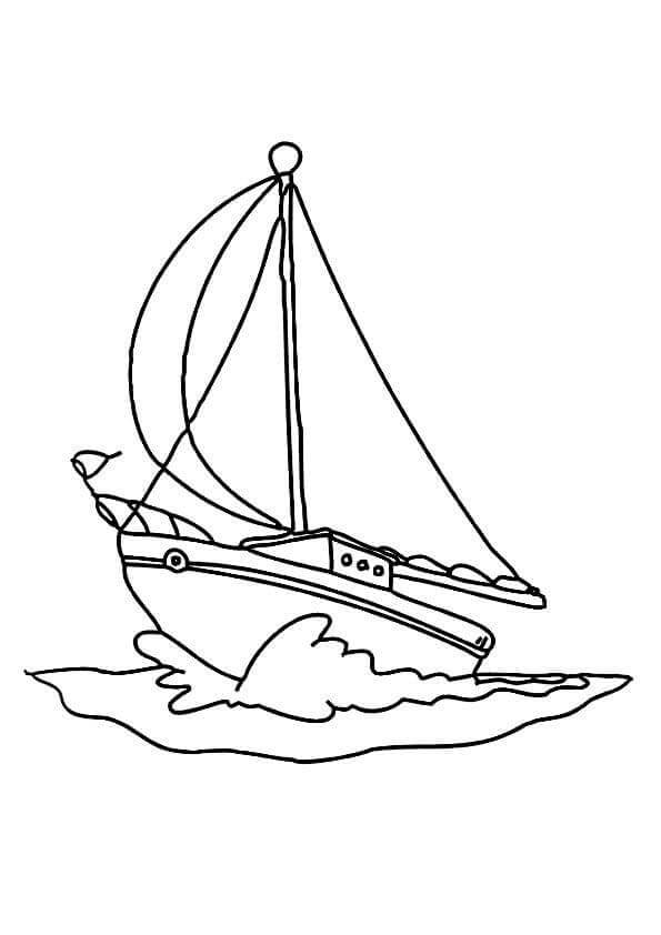 Sailboat with waves coloring page