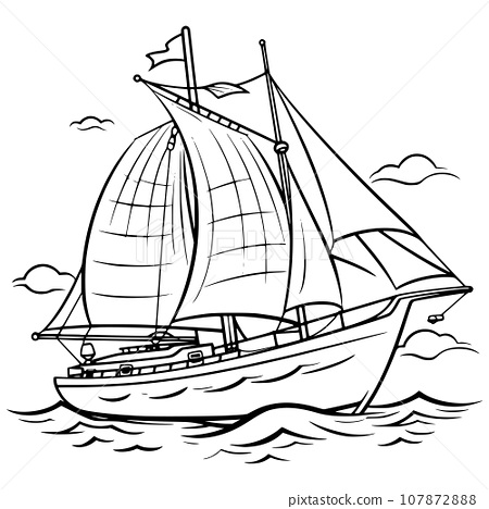 Sailboat coloring page for kids