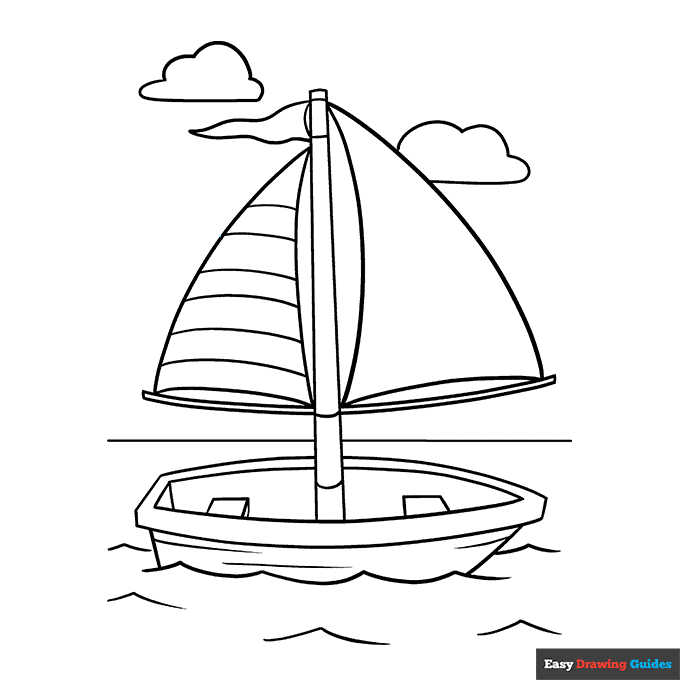 Boat coloring page easy drawing guides