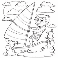 Happy boy sailing coloring pages