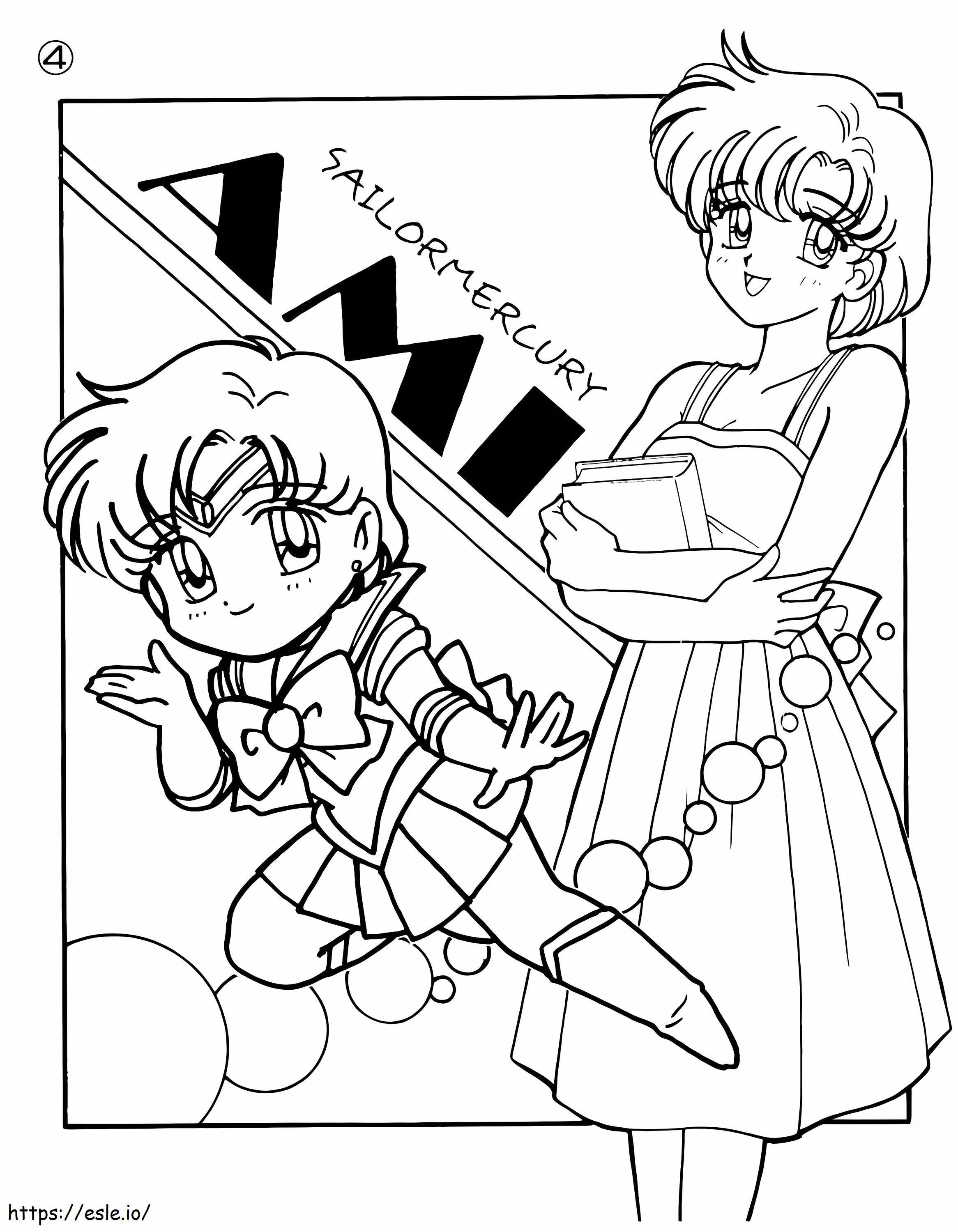 Cute sailor mercury coloring page