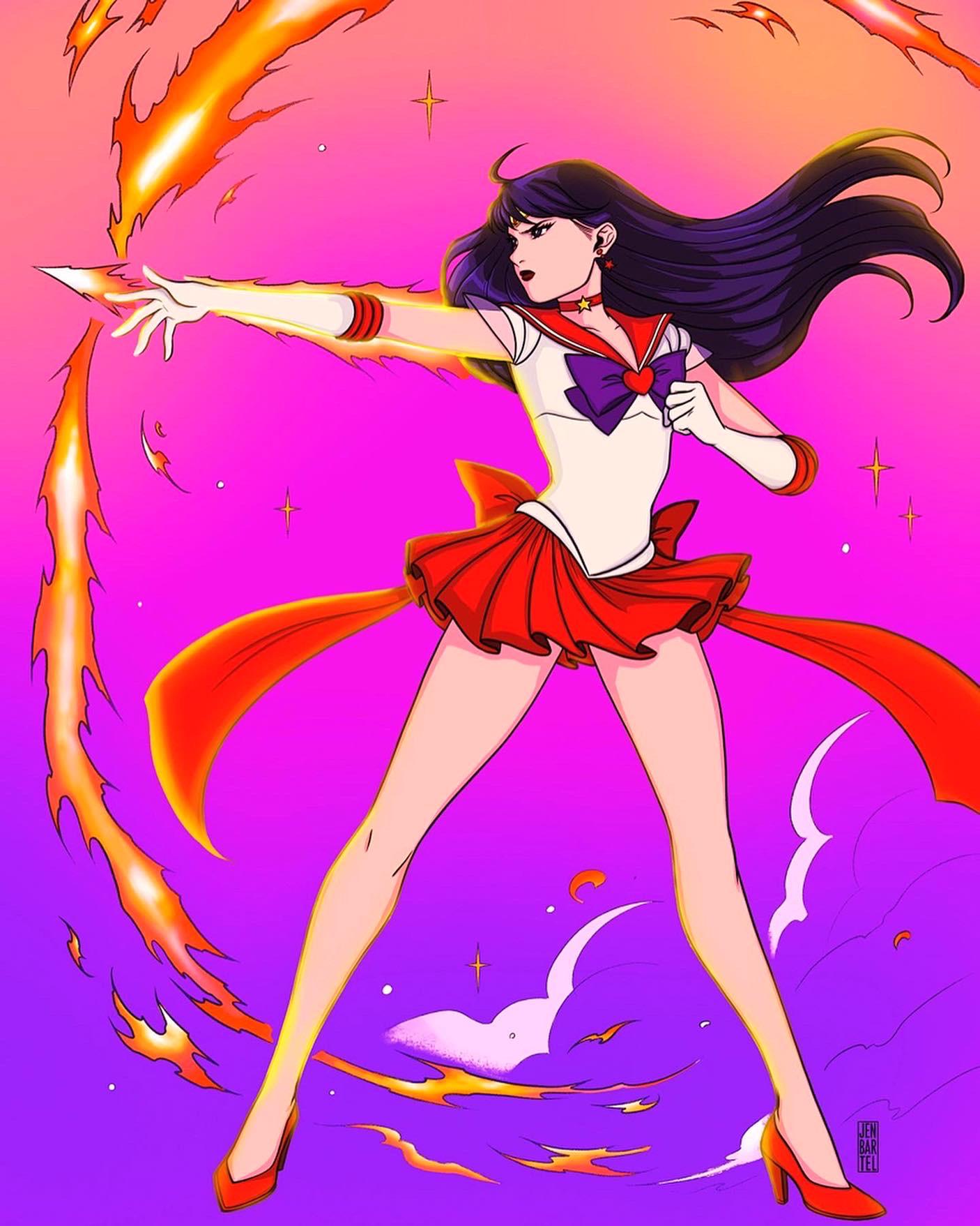 Colored in this sailor mars coloring page by jen bartel had so much fun with the colors in this one rsailormoon