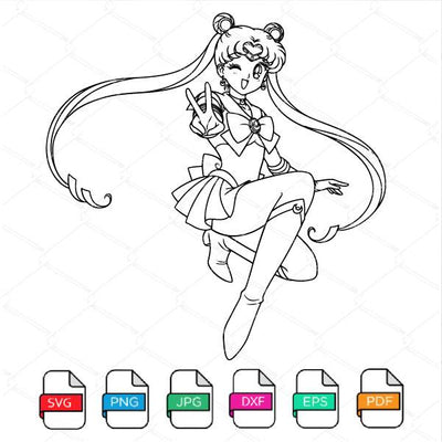 Sailor moon outline svg