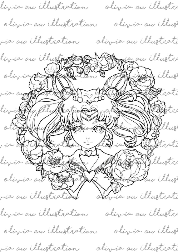 Printable coloring pages sailor moon luna chibi moon fan art printable sheets designs digital file anime art instant download pdf instant download