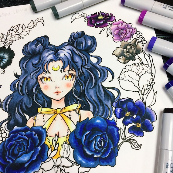 Printable coloring pages sailor moon luna chibi moon fan art printable sheets designs digital file anime art instant download pdf instant download