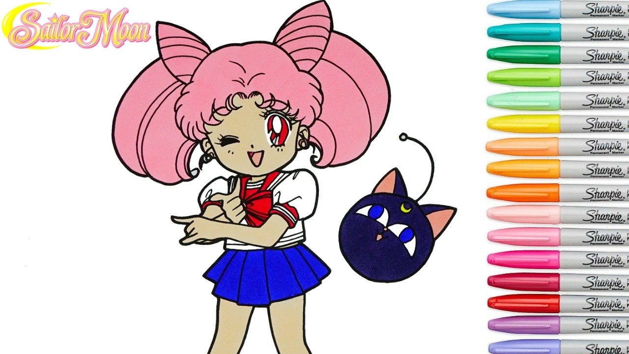 Sailor moon coloring book pages chibiusa rainbow splash rscb anime speed coloring copic markers luna