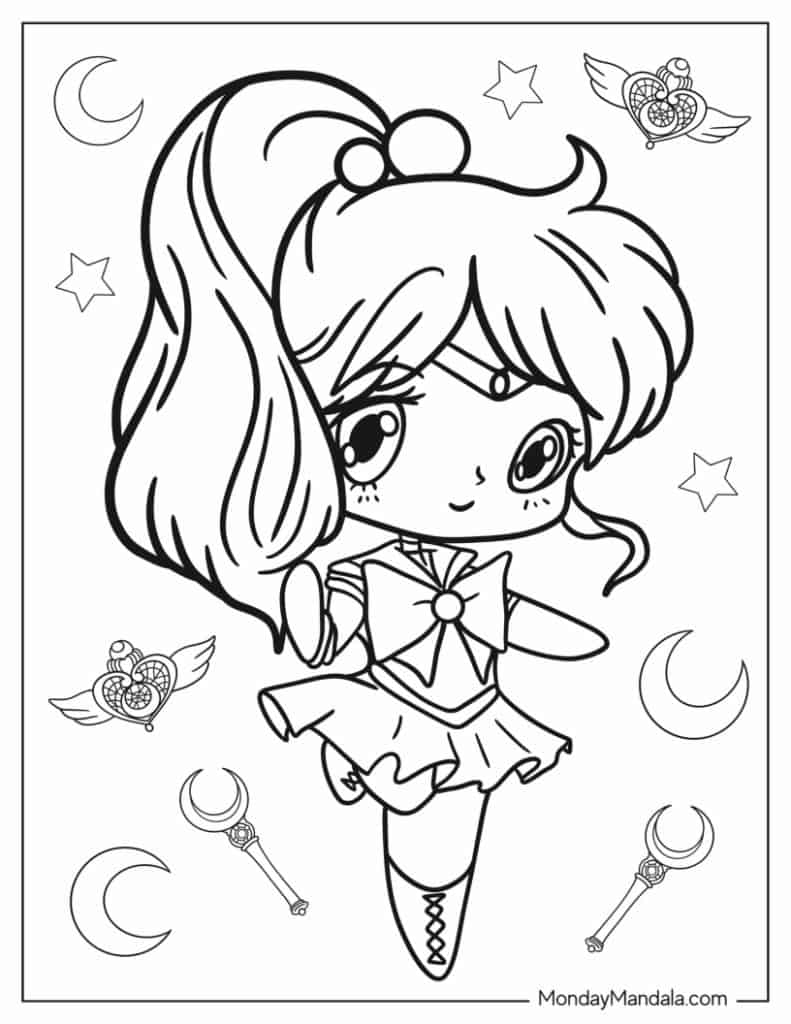 Sailor moon coloring pages free pdf printables