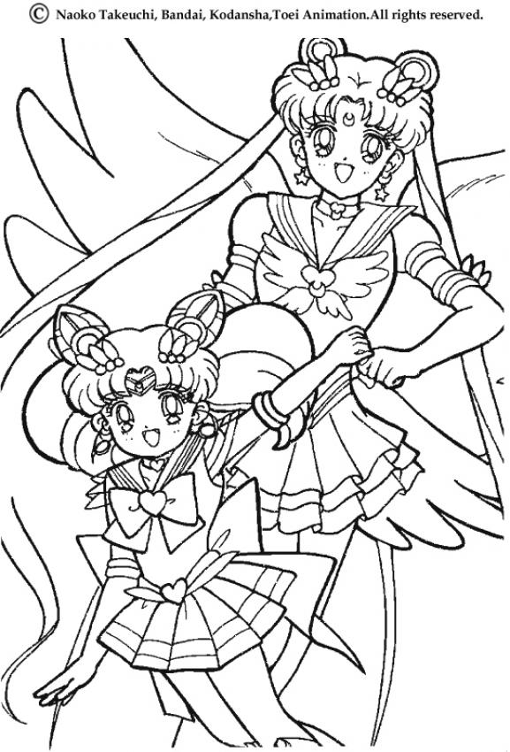 Sailor moon and sailor chibi moon coloring pages