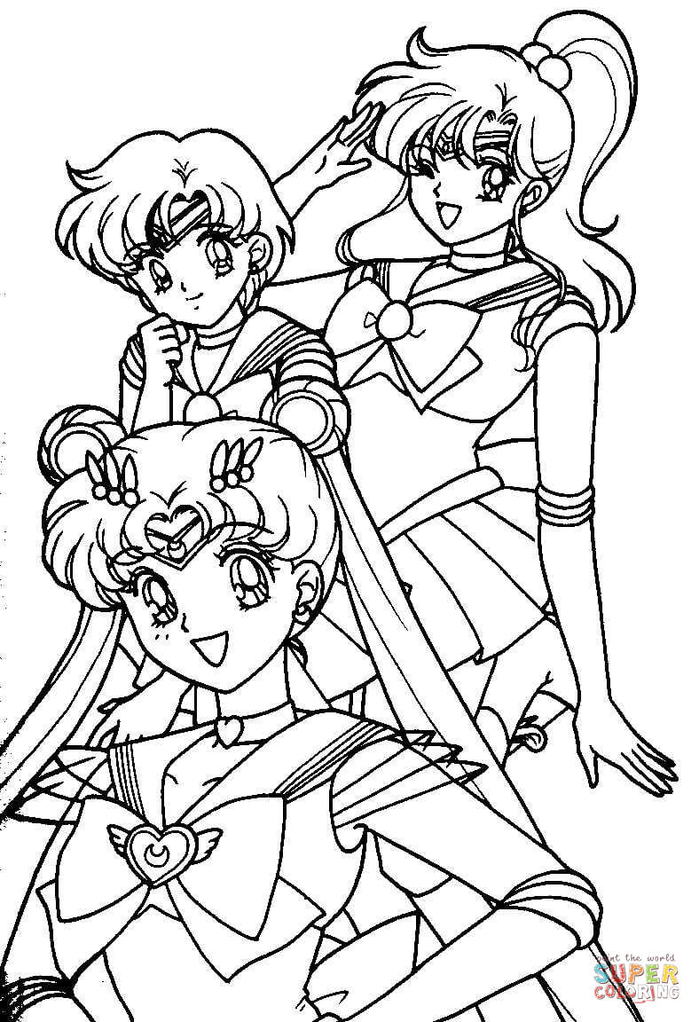 Sailor moon girls coloring page free printable coloring pages