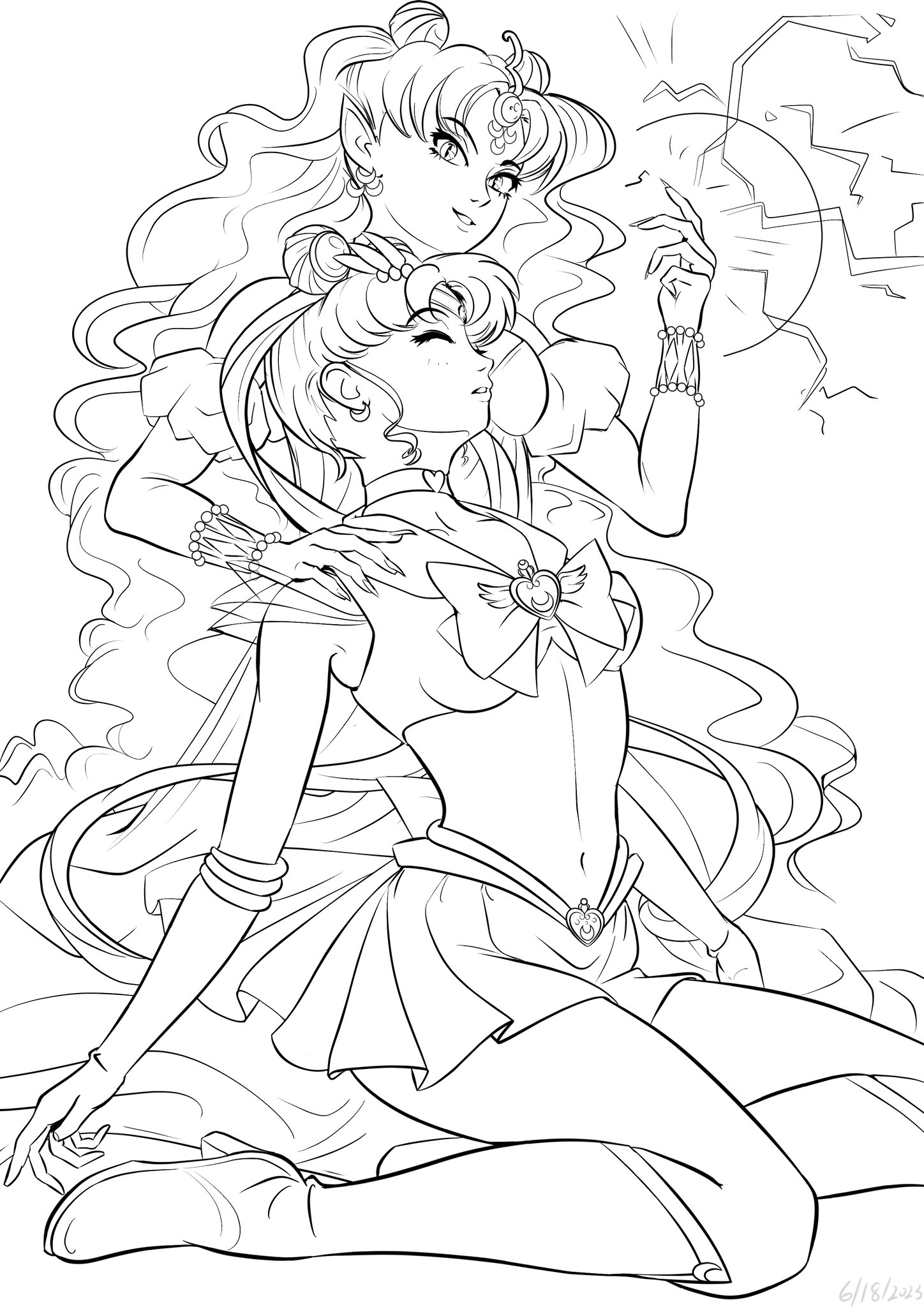 Sleepy ics on x excited to share my next piece which has sailor moon captured by queen nehelenia ill share the finished version on june th sailormoon sailormooncosmos sailormoonfanart damselindistress sleepyperil httpstcorgtcvtsxrr