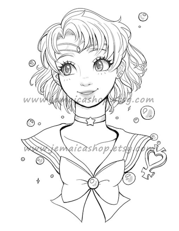 Sailor mercury anime printable pdf sailor scouts moon coloring page download coloring book