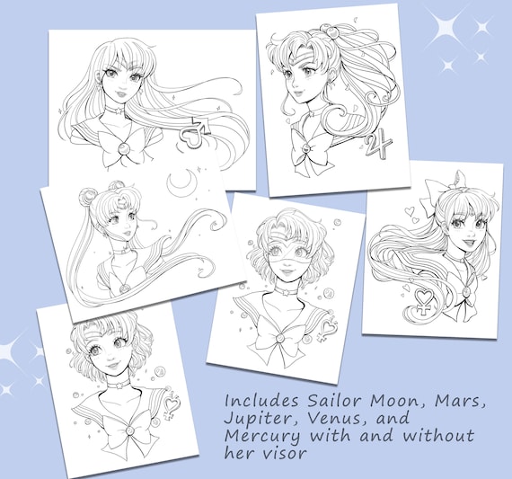 Sailor moon anime printable pdf sailor scouts coloring page download coloring book