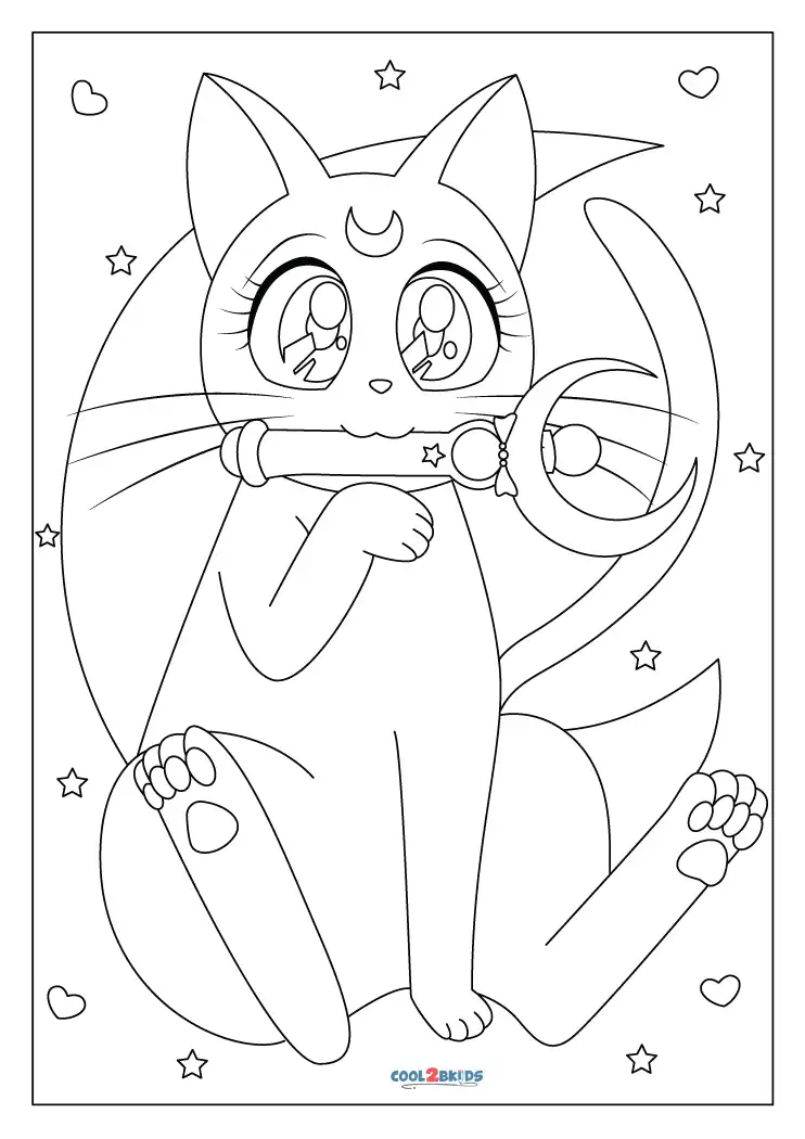 Free printable sailor moon luna coloring pages for kids