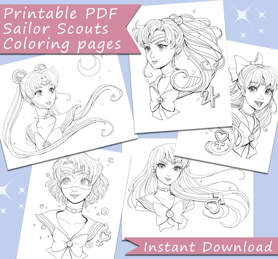 Sailor moon anime printable pdf sailor scouts coloring page download coloring book