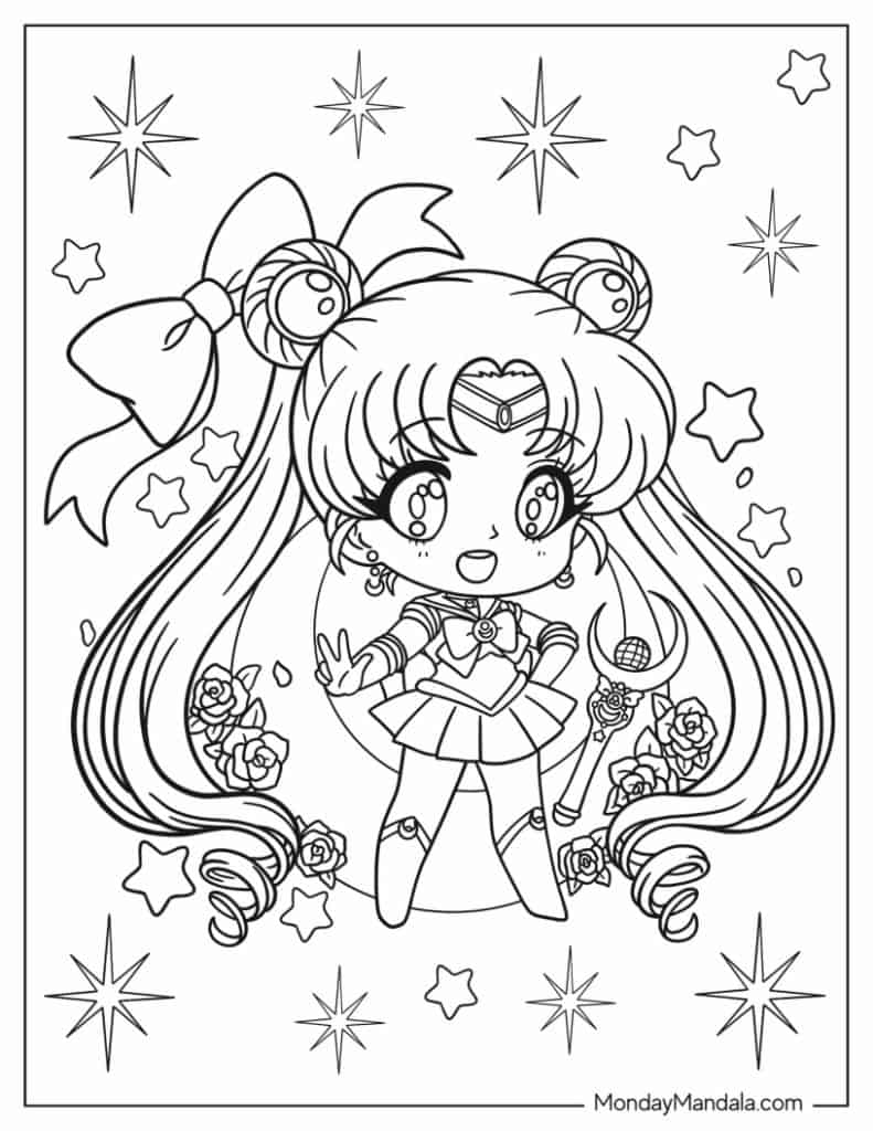 Sailor moon coloring pages free pdf printables