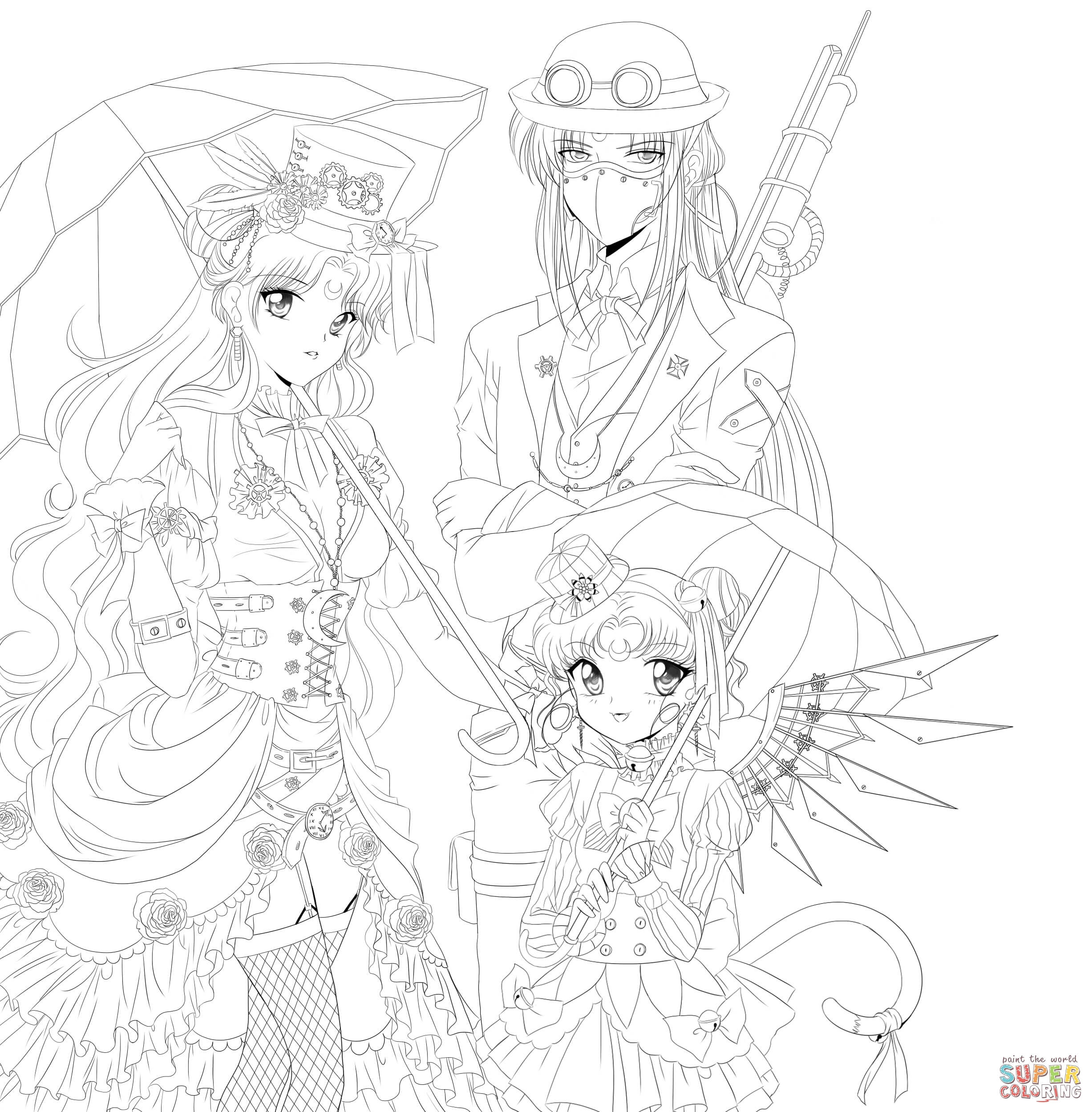 Steampunk sailor moon coloring page free printable coloring pages