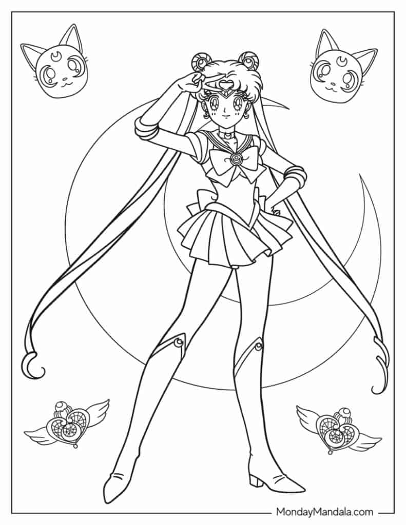 Sailor moon coloring pages free pdf printables