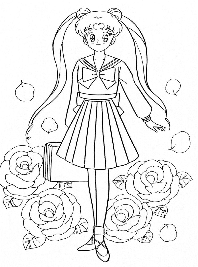 Usagi tsukino from anime sailor moon coloring page