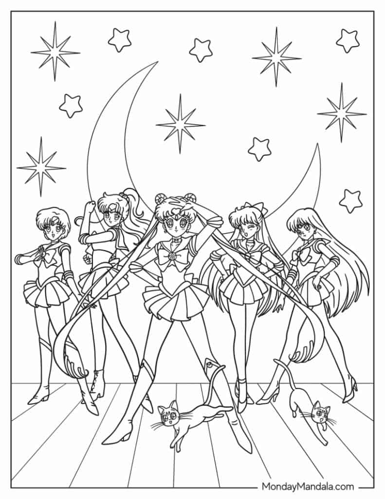 Sailor moon coloring pages free pdf printables