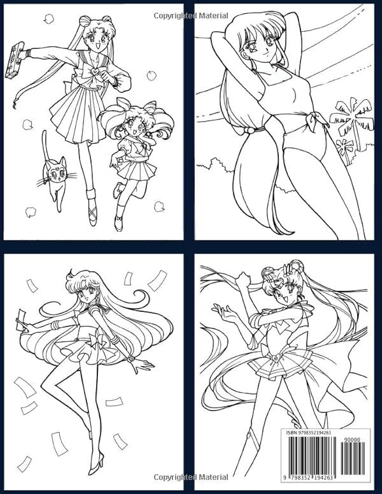 Sailor moon coloring book for kids with cute lovable kawaii characters in fun fantasy anime manga scenes sailor moon coloring books for kids steyn mark books
