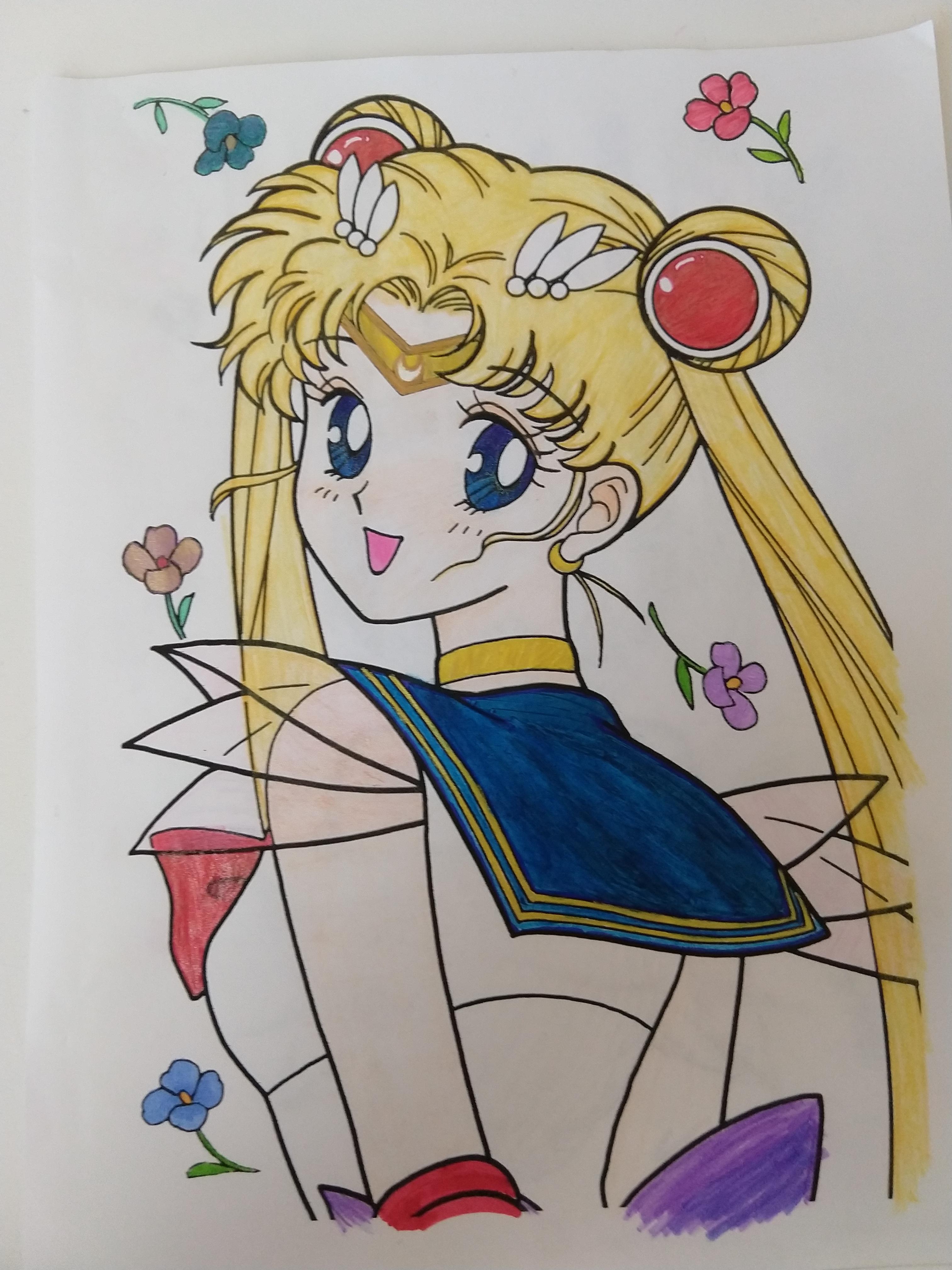 Im addicted to coloring sailor moon pages right now usagi in her super form rsailormoon
