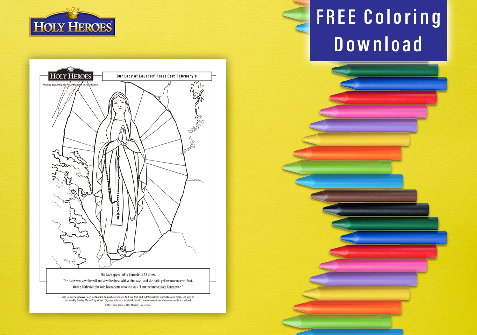 Celebrate our lady of lourdes fun facts coloring page