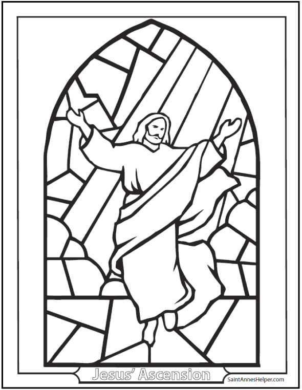 Ascension coloring page âïâï stained glass window of jesus ascending
